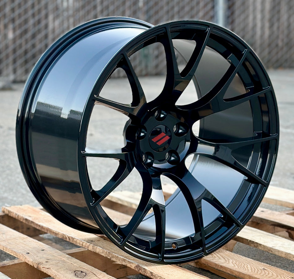 20" 20x11 SRT Style Gloss Black Wheels Fits Dodge Challenger Charger Scat Pack Hellcat Redeye Jailbreak (Widebody Only)