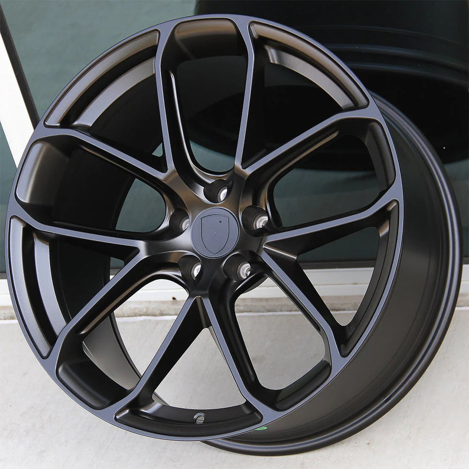 21" Turbo Style Matte Black Wheels Fits Porsche Macan